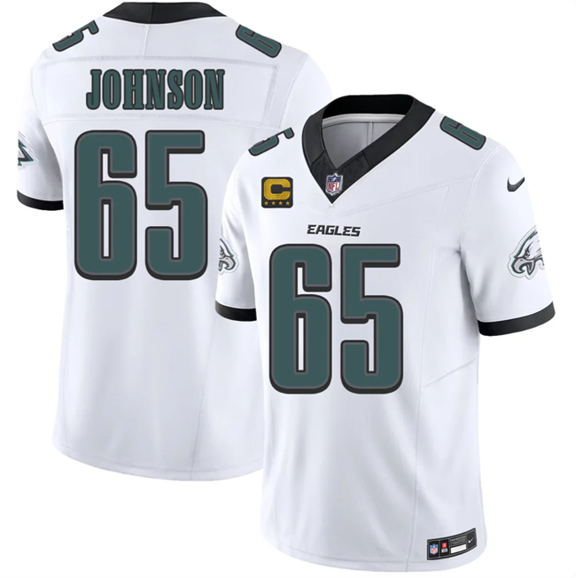 Men's White Philadelphia Eagles #65 Lane Johnson 2026 F.U.S.E. 4-Star C Patch Vapor Untouchable Limited Stitched Football Jersey